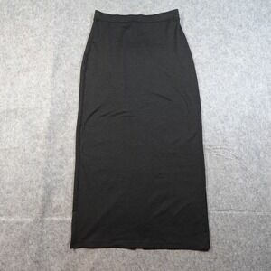 Vuori Skirt Womens Small Halo Column Midi Knit Black DreamKnit Pull On Back Slit